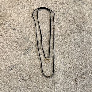 Velvet Black Crescent Pendant Necklace